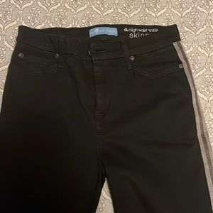 7 For All Mankind - The high waist able skinny black jeans. Side embellishments